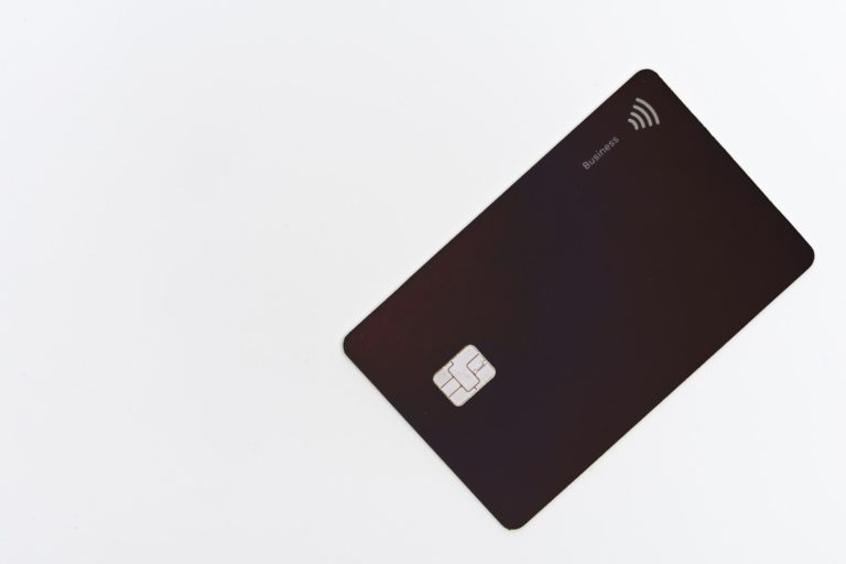 black credit card on white background